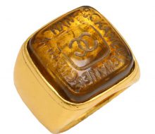 CHANEL Colorstone Coco Mark Square Ring