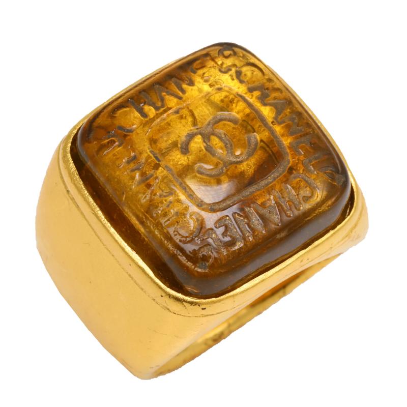 CHANEL Colorstone Coco Mark Square Ring