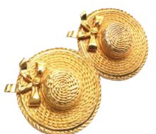 Chanel hat motif gold earrings