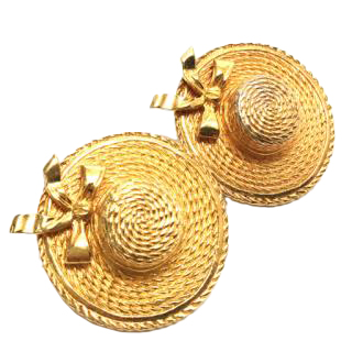 Chanel hat motif gold earrings