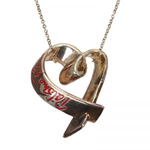 Tiffany SV925 Red Enamelling Heart Necklace