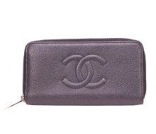 Chanel Caviar Skin Round Zipper Long Wallet