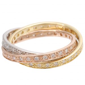 Triple ring with K18/PT900 diamond