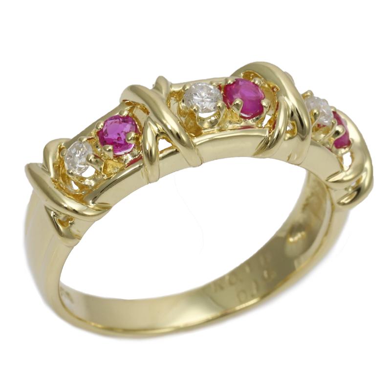 Design ring K18 ruby ​​with diamond