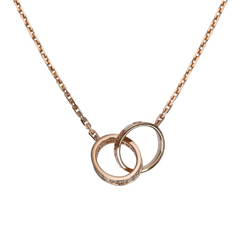 Cartier K18 Baby Love Half Diamond Necklace