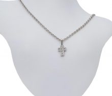 Cartier K18WG diamond cross pendant
