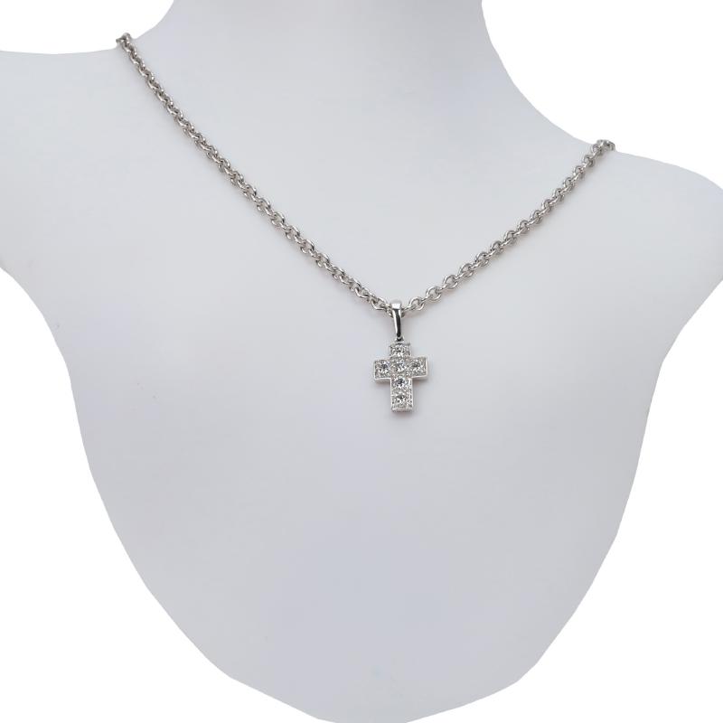 Cartier K18WG diamond cross pendant