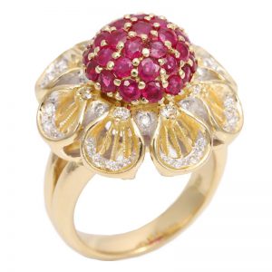 Design ring K18 ruby ​​with diamond