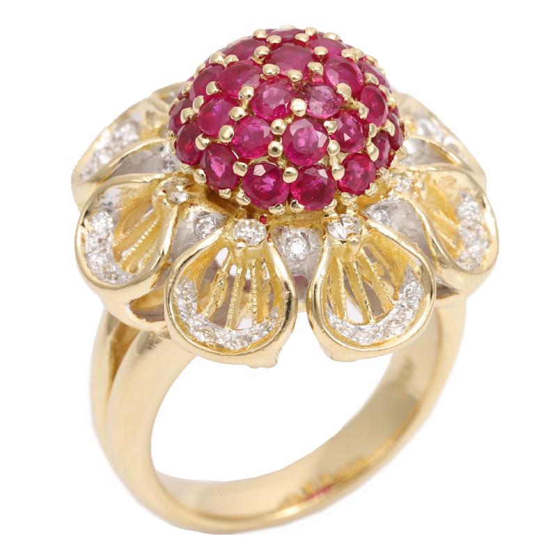 Design ring K18 ruby with diamond