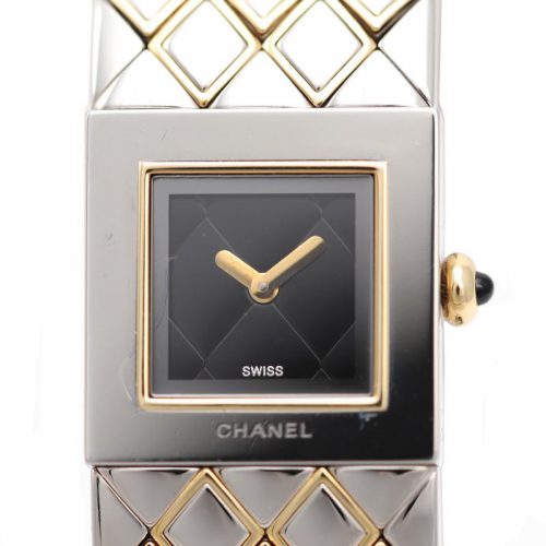 正規品CHANELシャネルの18金レザー腕時計 スクエアフェイス￼マトラッセ シャネル(CHANEL)シャネル コード・ココダイヤ 腕時計 時計