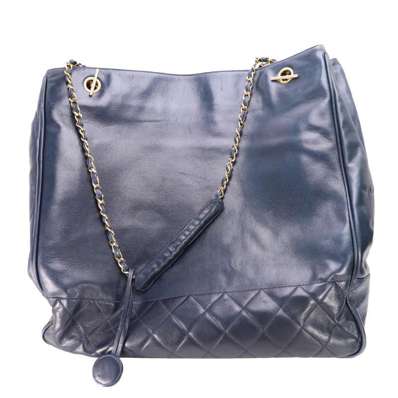 Chanel Matrasse leather vertical chain shoulder bag