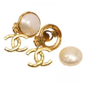 Chanel Coco Mark Fake Pearl Earrings