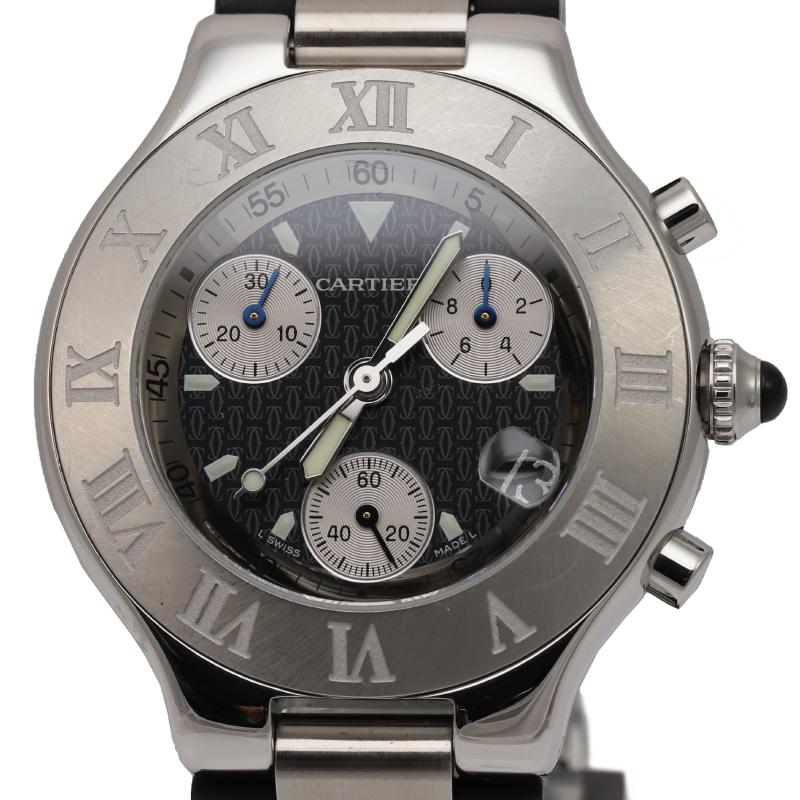 Cartier Chronoscuff Men's Date Chrono Rubber Belt Quartz