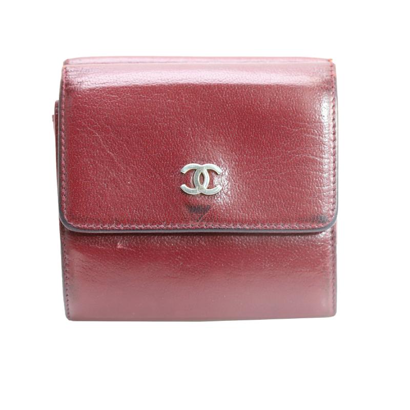 Chanel leather coco mark W hook wallet