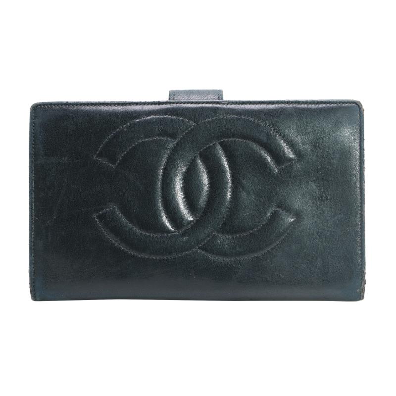 Chanel leather two-fold wallet