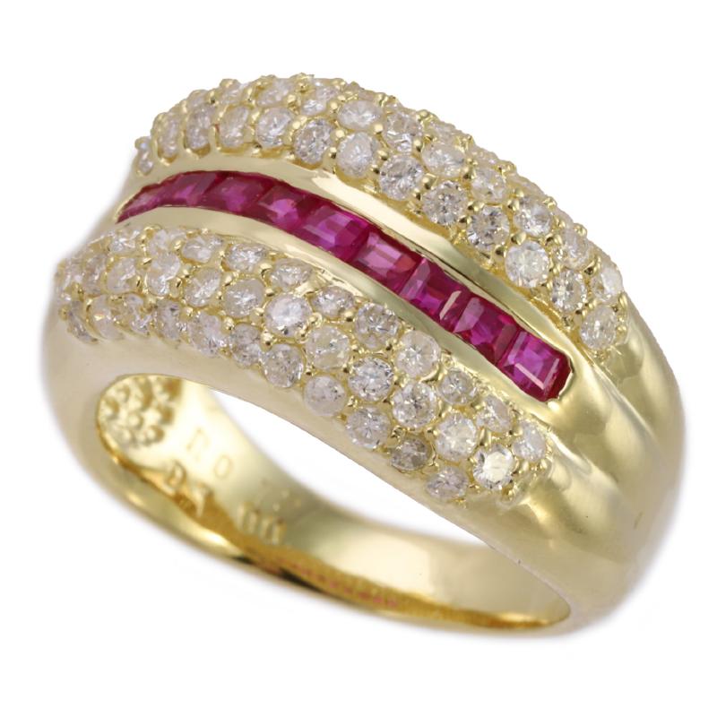 Ruby ring K18 with diamond