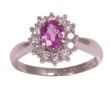 Design ring with pink sapphire diamond