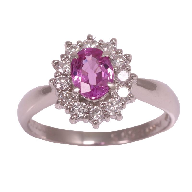 Design ring with pink sapphire diamond