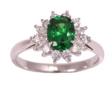 Design ring green gloss garnet with diamond