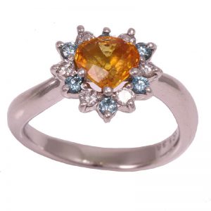 Design ring with golden sapphire diamond