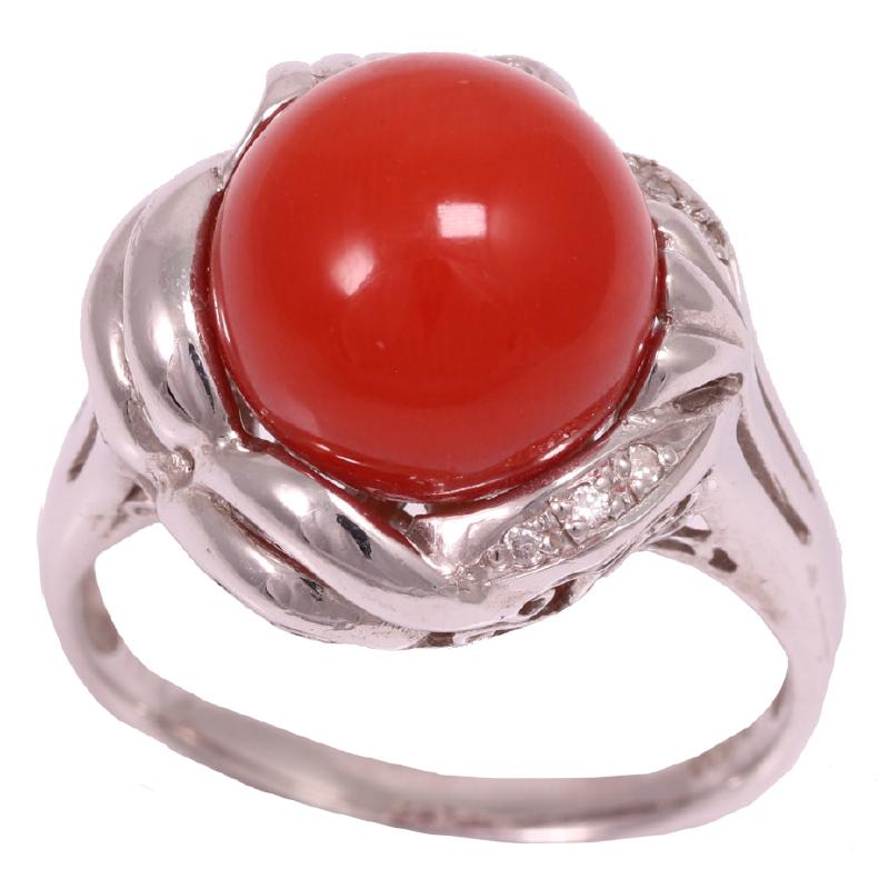 Design ring with natural coral diamond