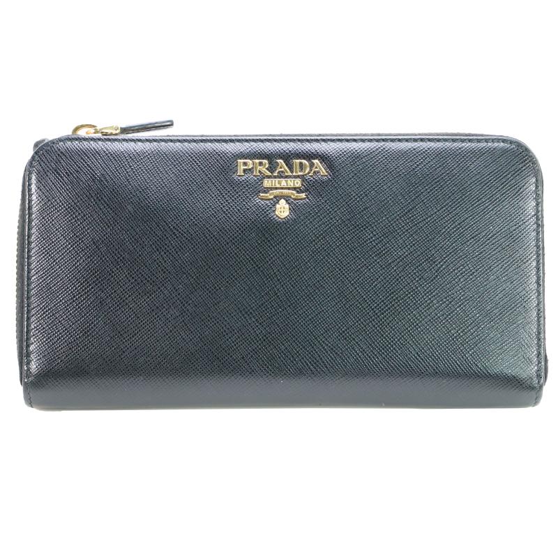 Prada Saffiano round zip wallet