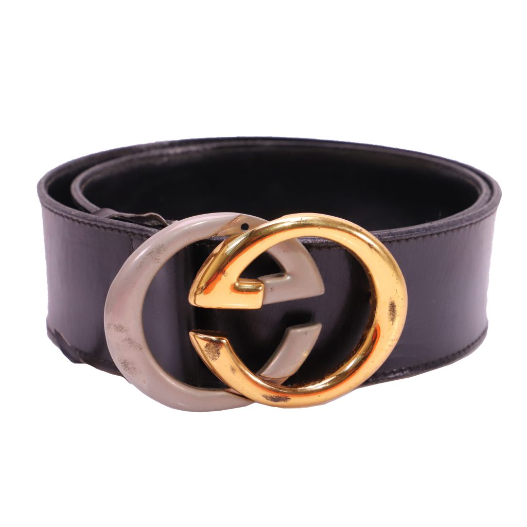 Gucci G metal fittings leather belt